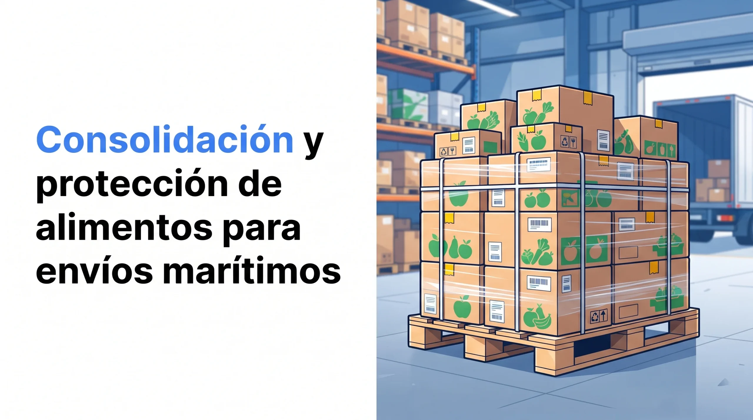 Consolidación y protección de alimentos para envíos marítimos