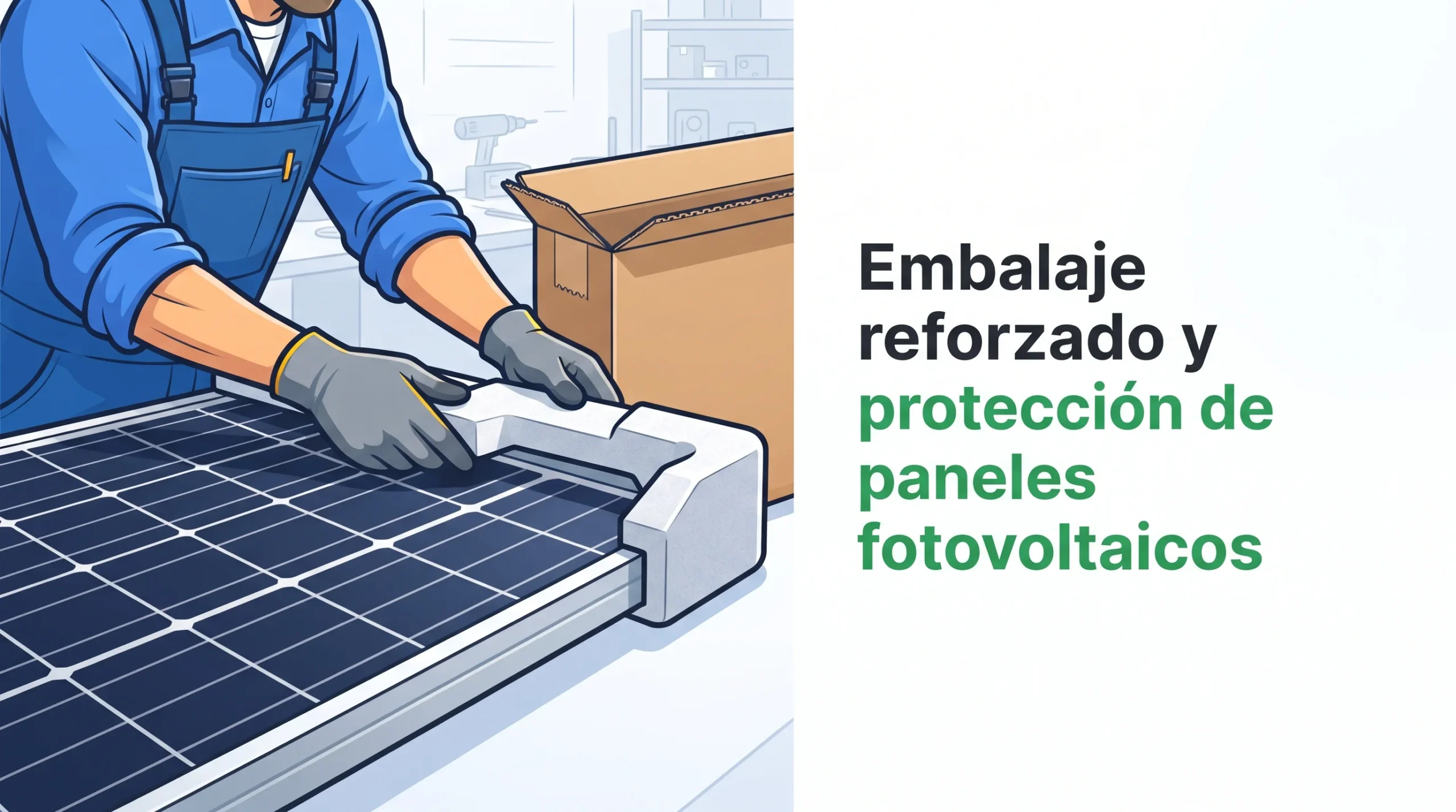 Embalaje reforzado y protección de paneles fotovoltaicos