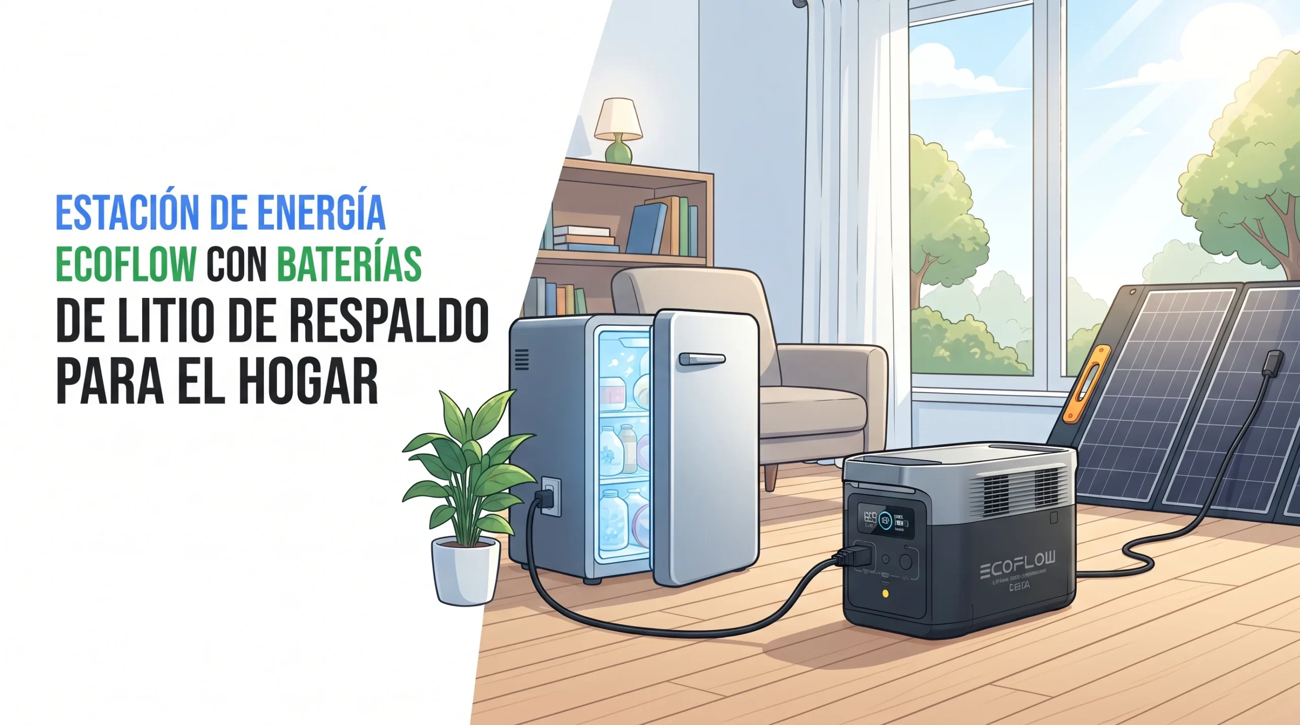 Estación de energía EcoFlow con baterías de litio de respaldo para el hogar