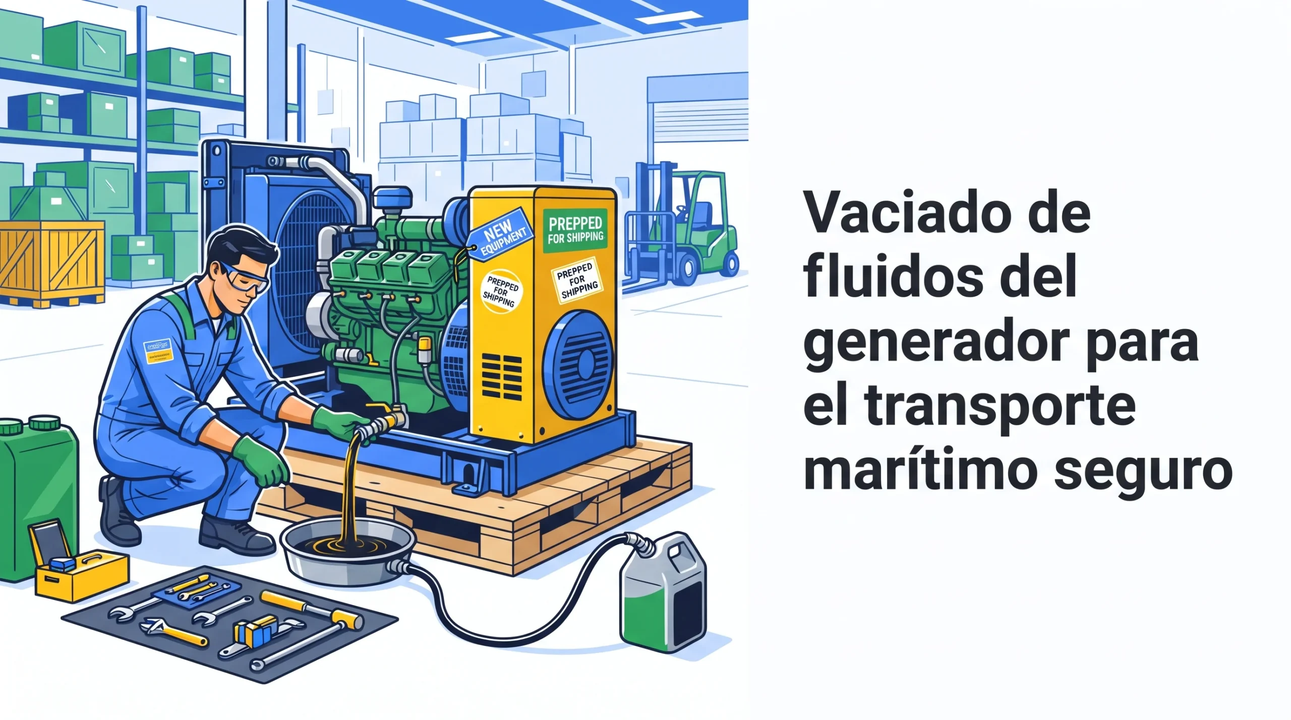 Vaciado de fluidos del generador para el transporte marítimo seguro