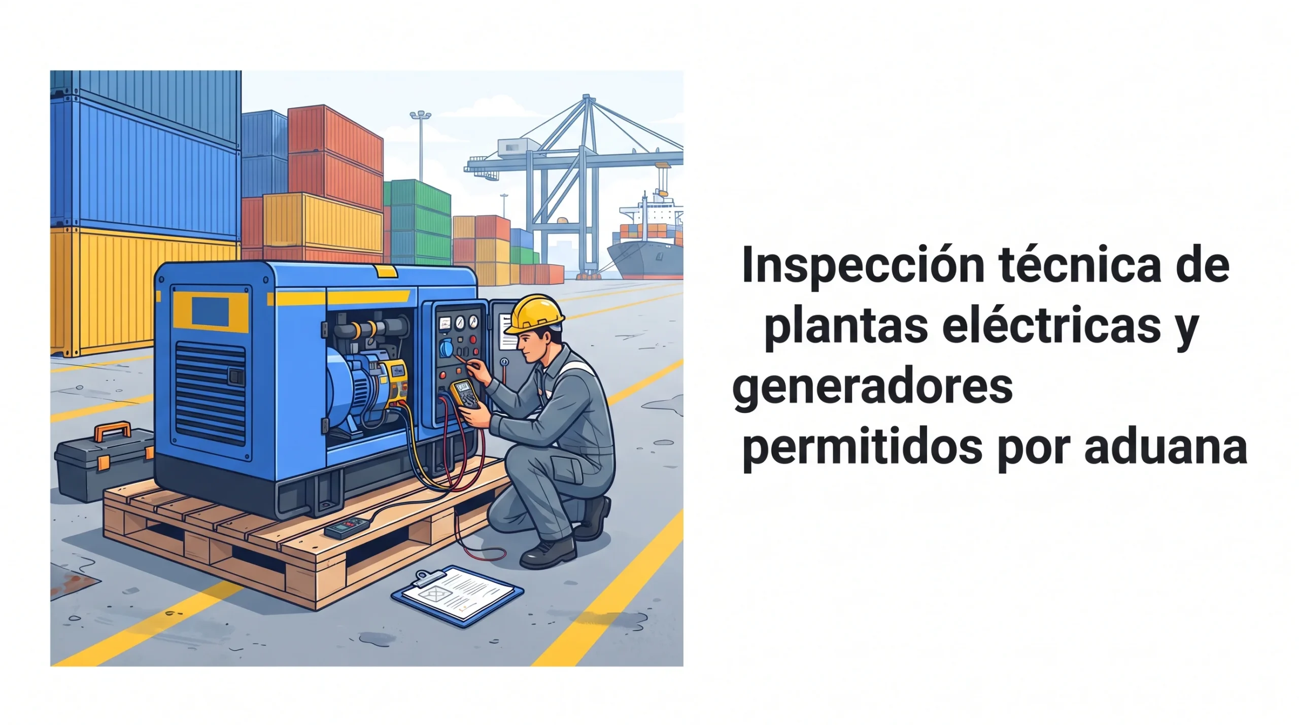 Inspección técnica de plantas eléctricas y generadores permitidos por aduana