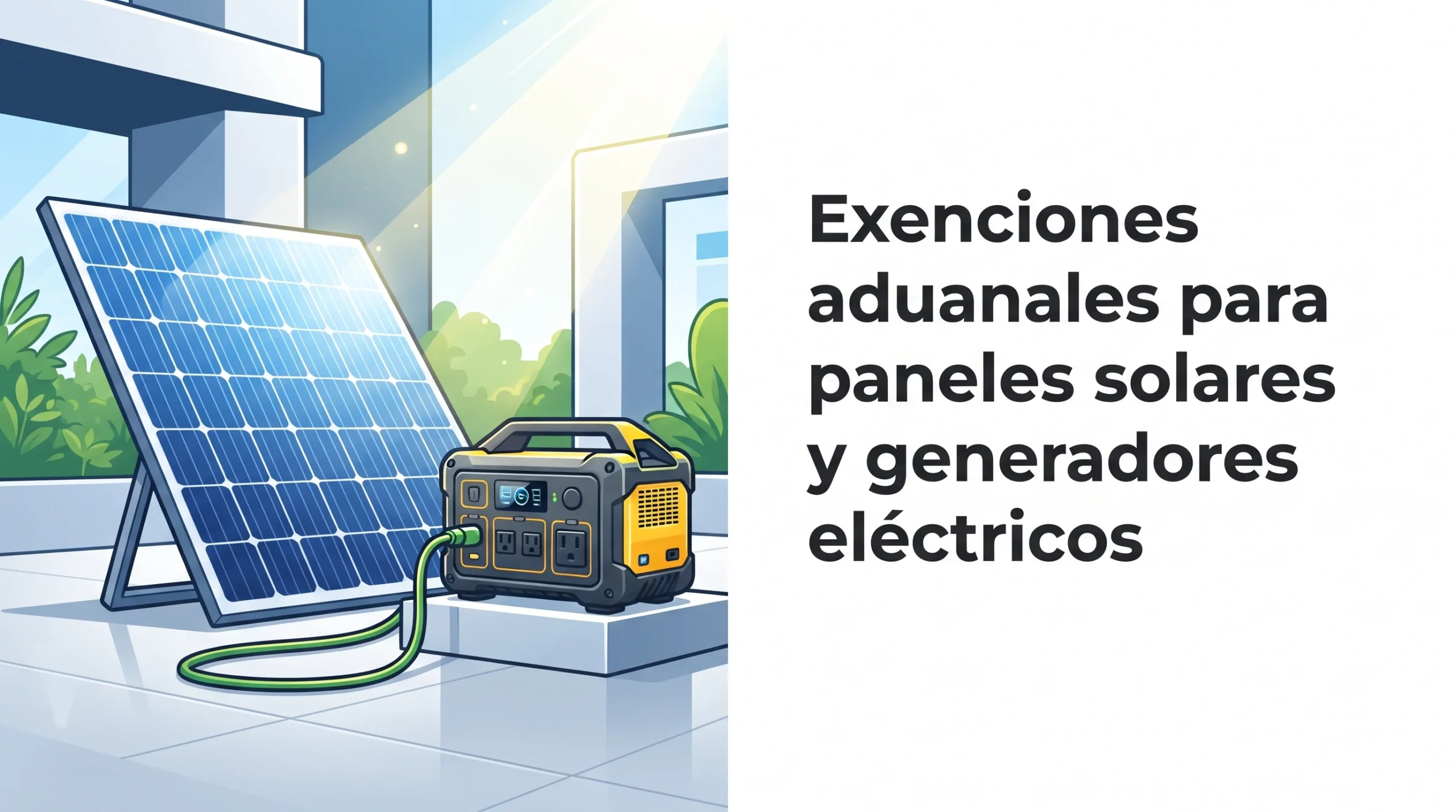 Exenciones aduanales para paneles solares y generadores eléctricos