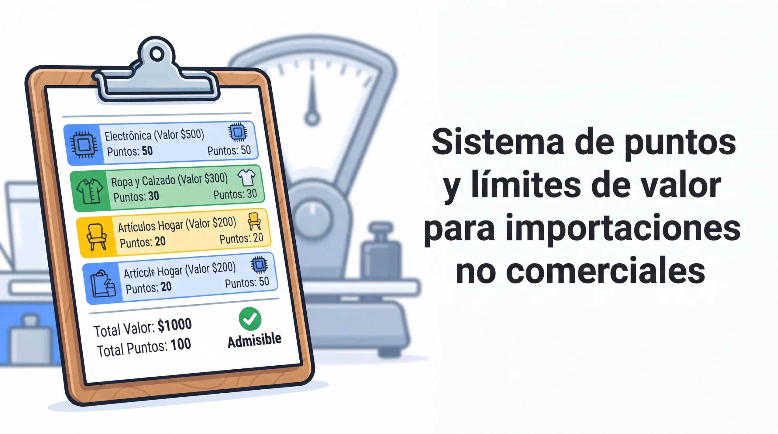 Sistema de puntos y límites de valor para importaciones no comerciales